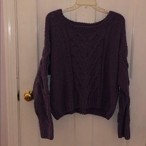 knitted thick purple sweater